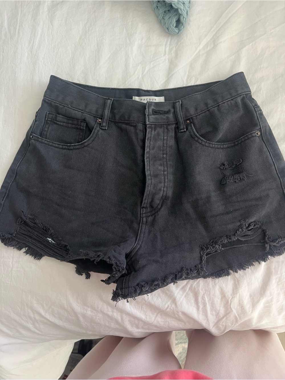 PacSun Black Distressed High-Rise Denim Shorts